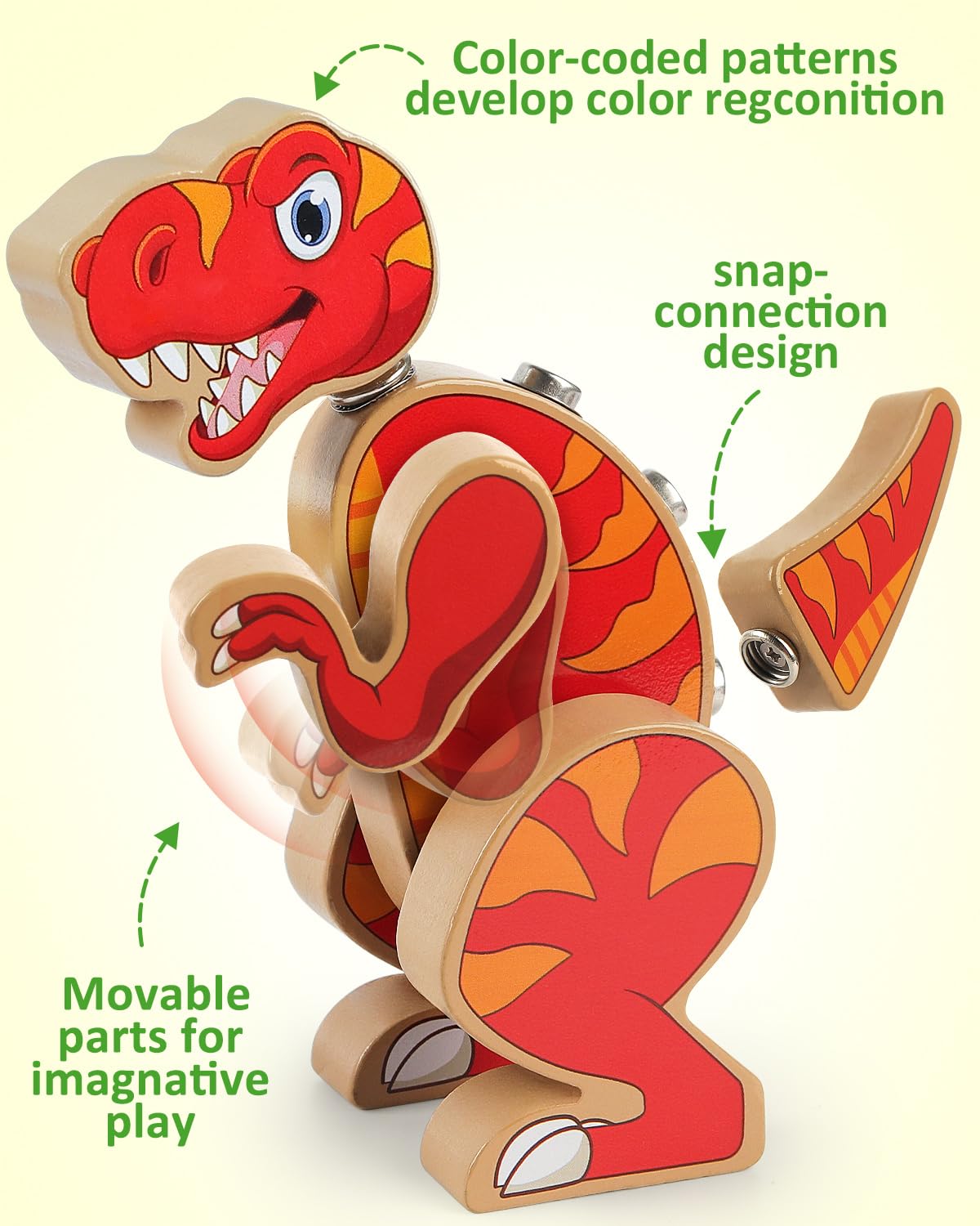 A child builds a custom dinosaur with the Coogam set, boosting creativity and problem solving.