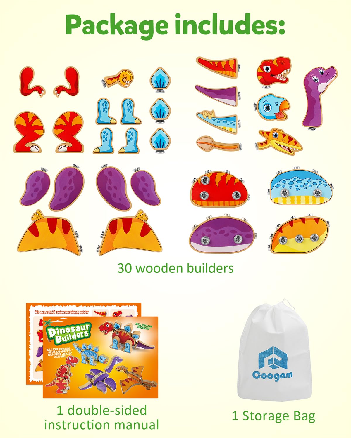 Coogam dinosaur parts keep kids engaged during collaborative play sessions.