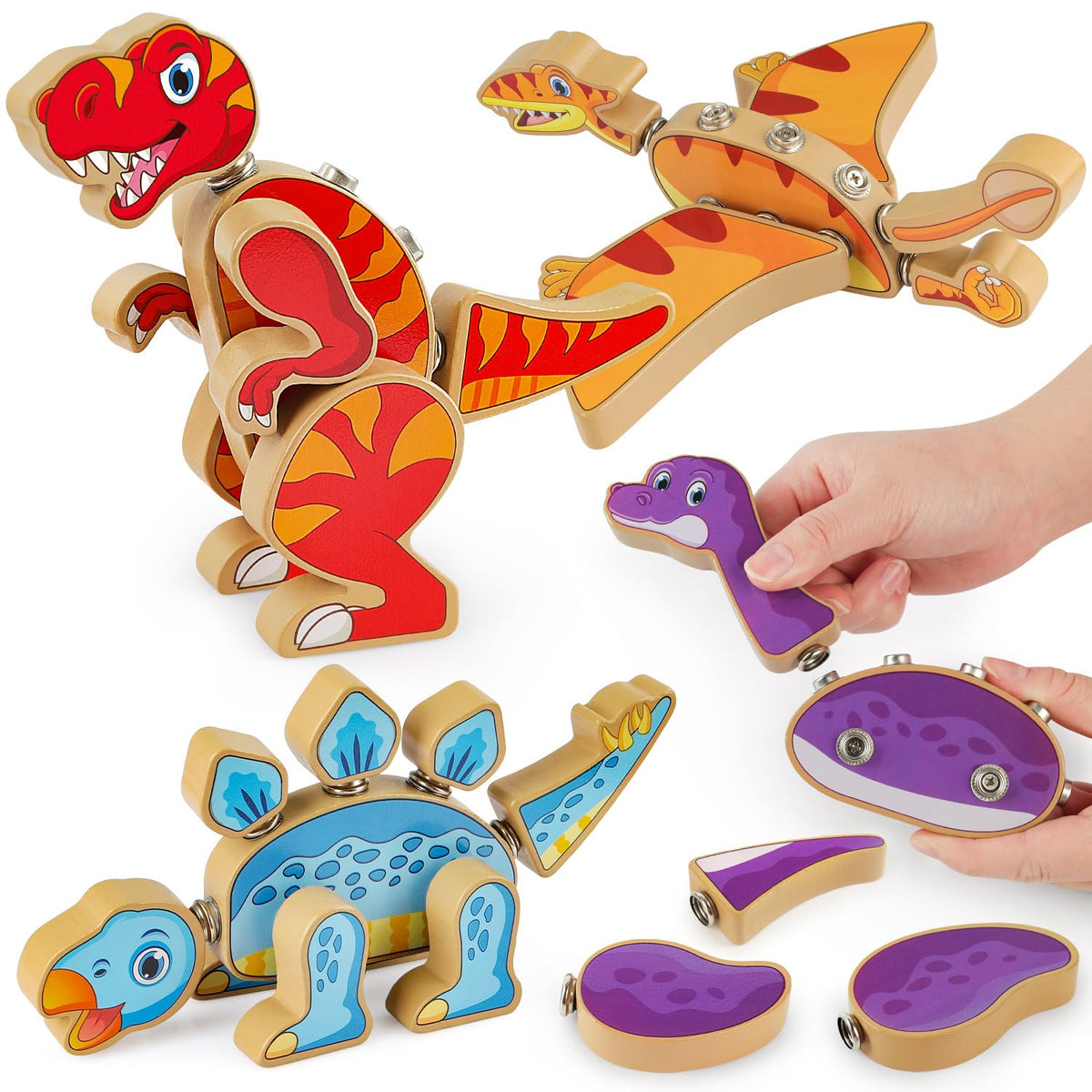 Coogam Dinosaur Snap-Together Assembly pieces for creative building and fine motor practice.