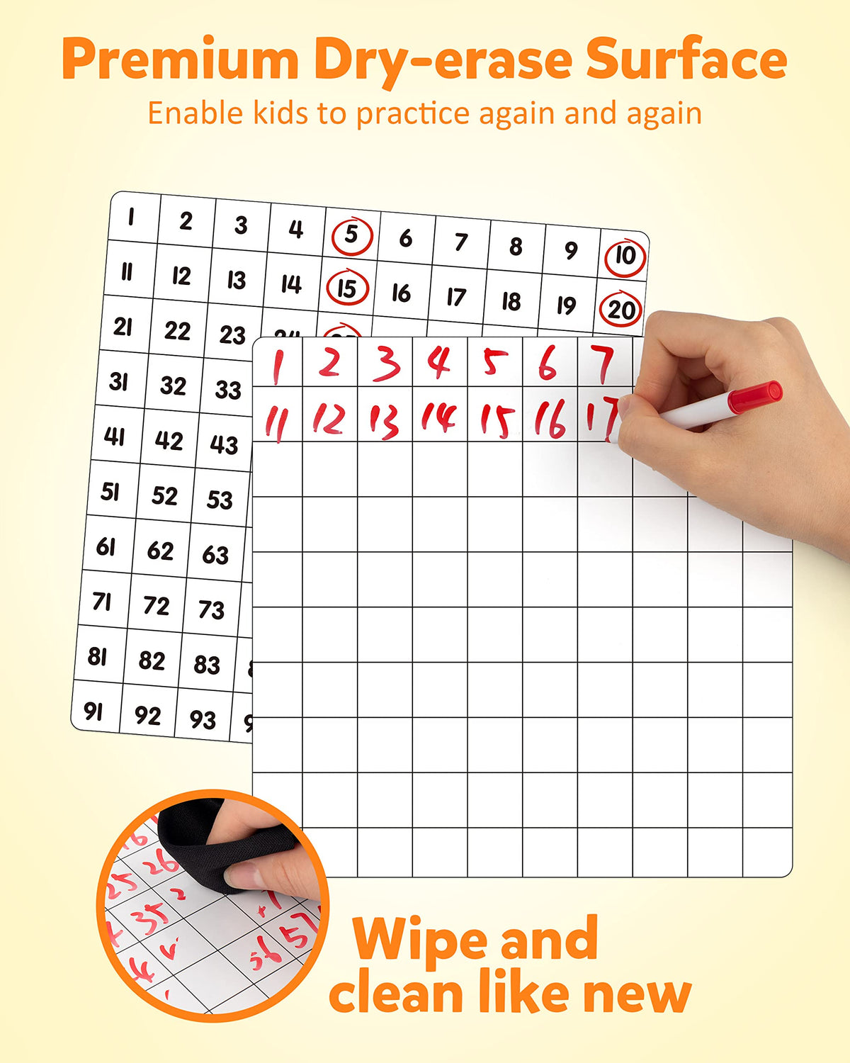 Coogam dry-erase markers on cards for reusable math play.