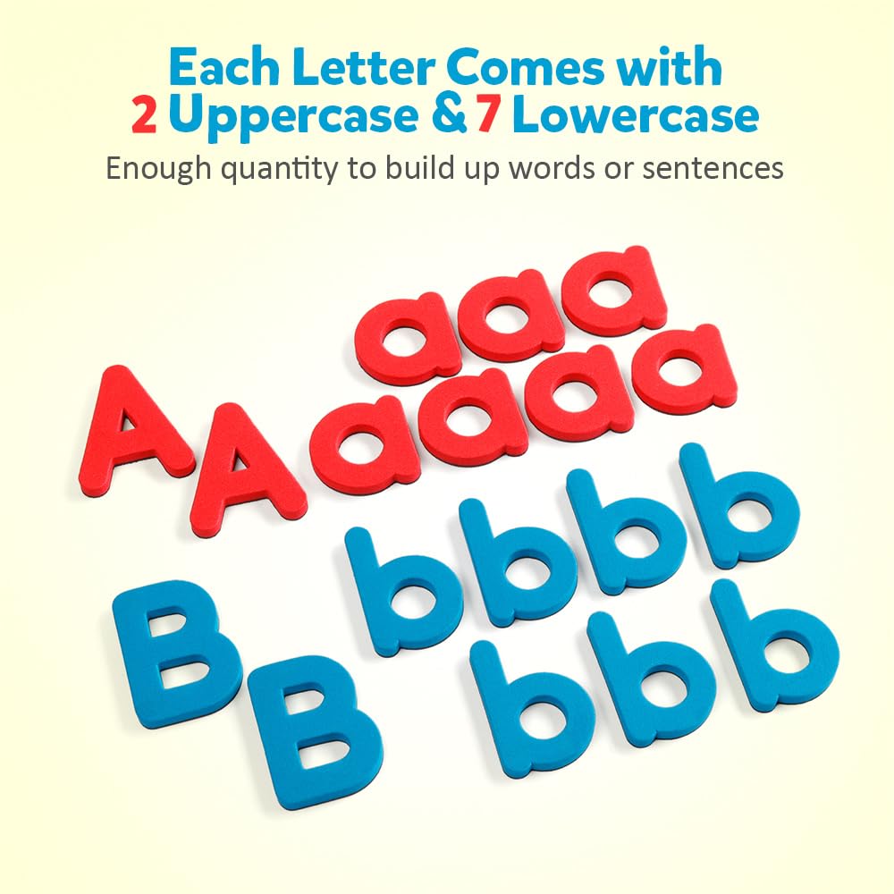 Coogam foam alphabet magnets in red and blue for engaging spelling