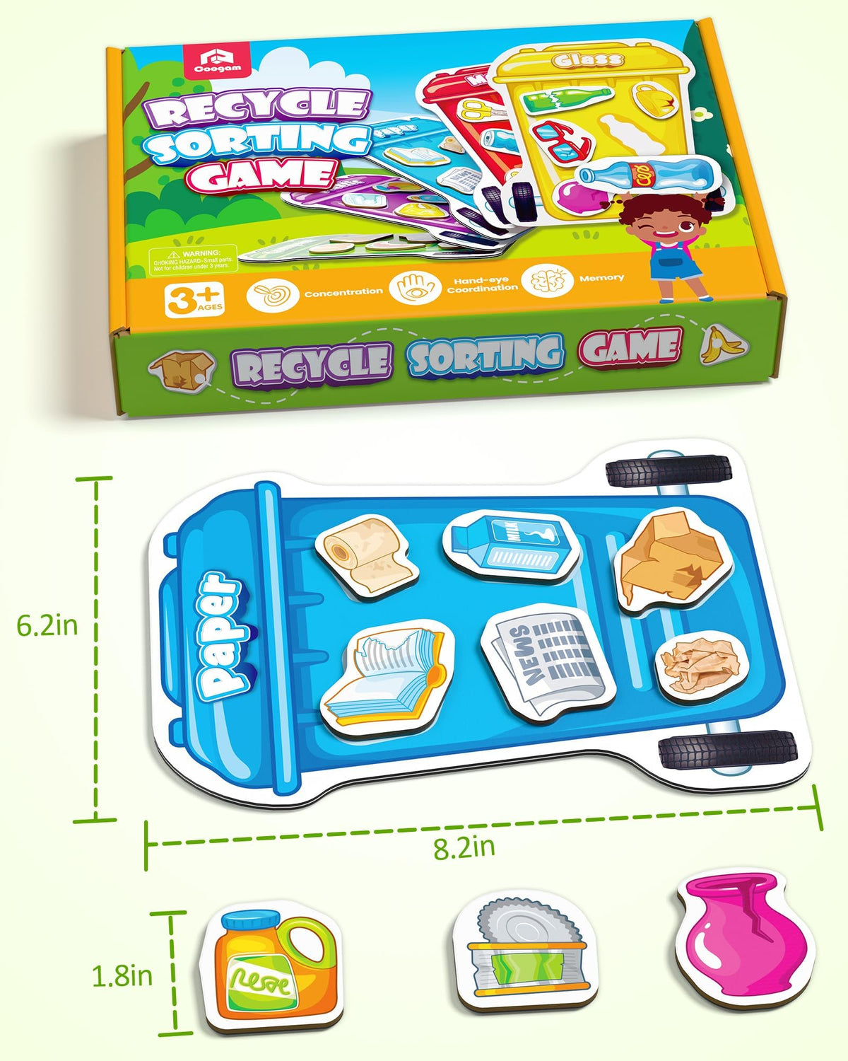 Kids learn environmental awareness through sorting and matching with Coogam toy.