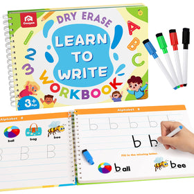 Coogam Learn to Write Workbook cover featuring durable laminated pages for long-lasting practice.