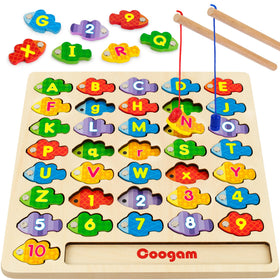 Coogam magnetic alphabet fish set for engaging early reading practice.