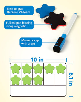 Coogam magnetic frames cling to metal surfaces for counting activities.