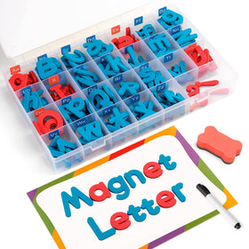 Coogam magnetic letters board for classroom writing practice on a fridge