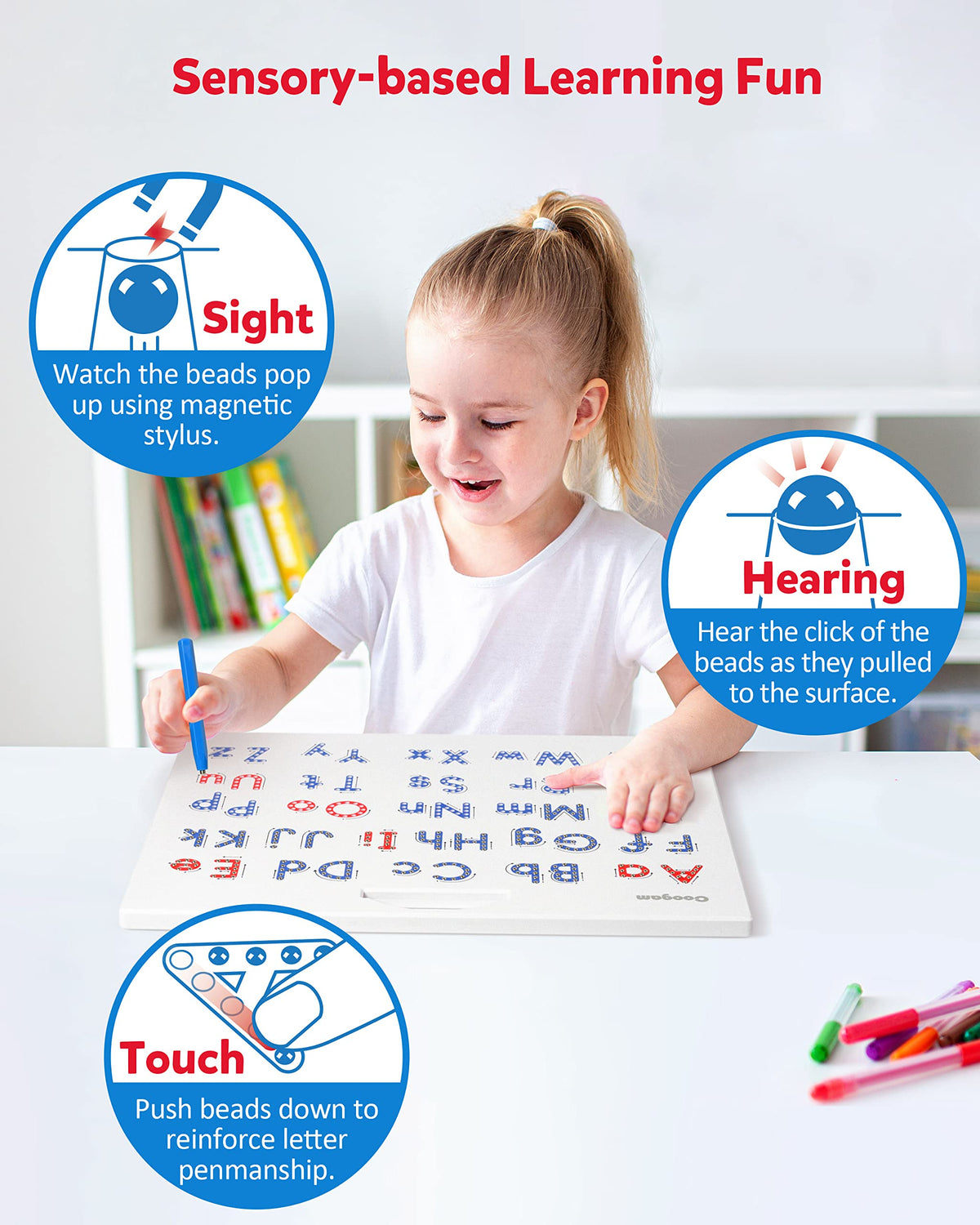 Coogam magnetic letters board made of lead-free ABS for safe play