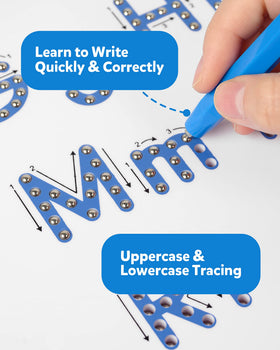 Coogam board shows uppercase and lowercase letters for mixed practice