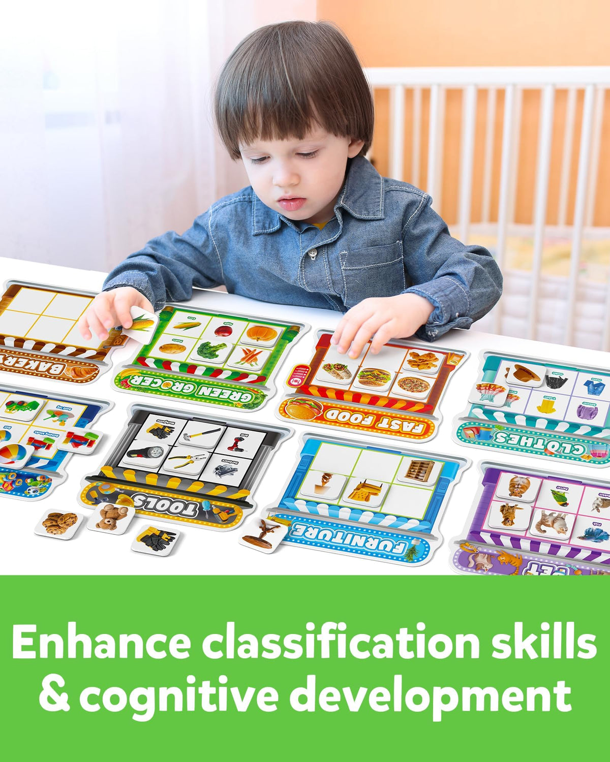 Coogam magnetic sorting pets board front introduces animals while developing fine motor skills