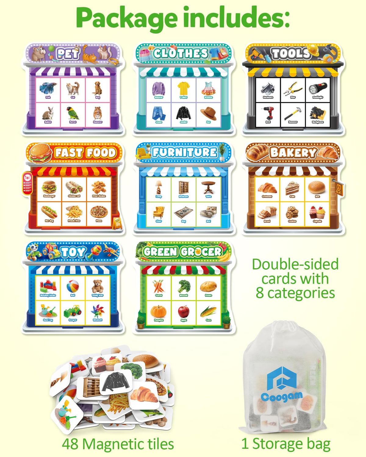Coogam magnetic sorting tools board front reinforces thinking via practical object grouping