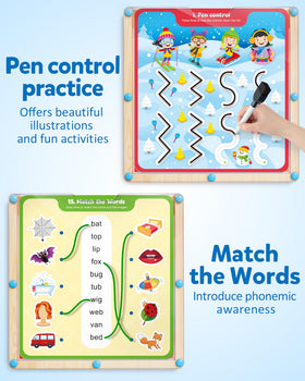 Coogam dry-erase markers pair with the board for reusable practice.