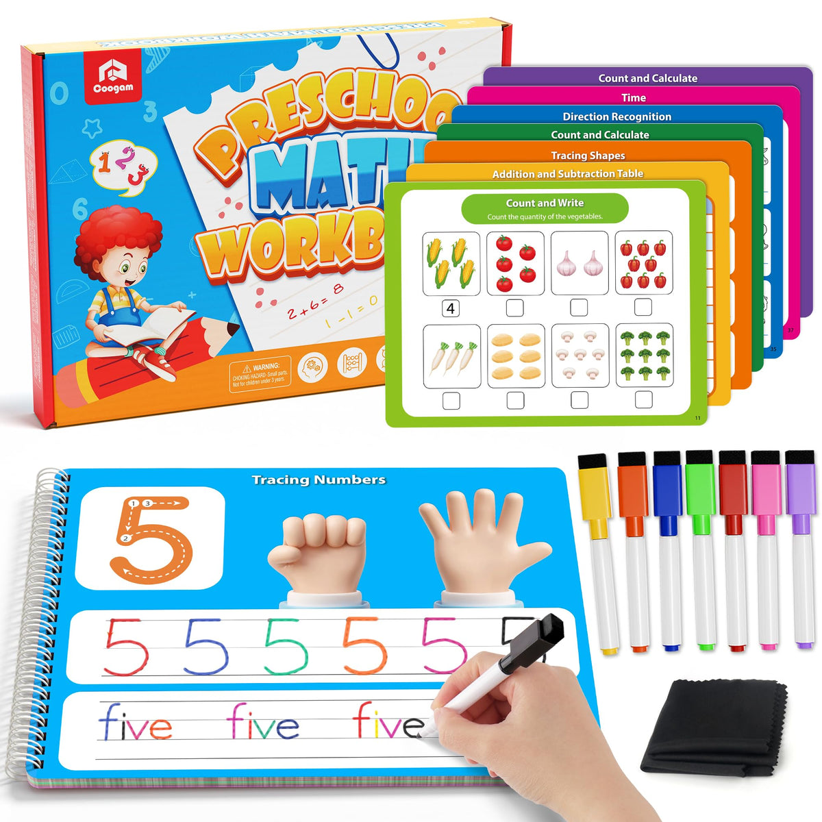 Coogam Math Learning Workbook cover with vibrant visuals to spark early math engagement