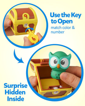 Coogam number-lock treasure box opened to reveal puppet