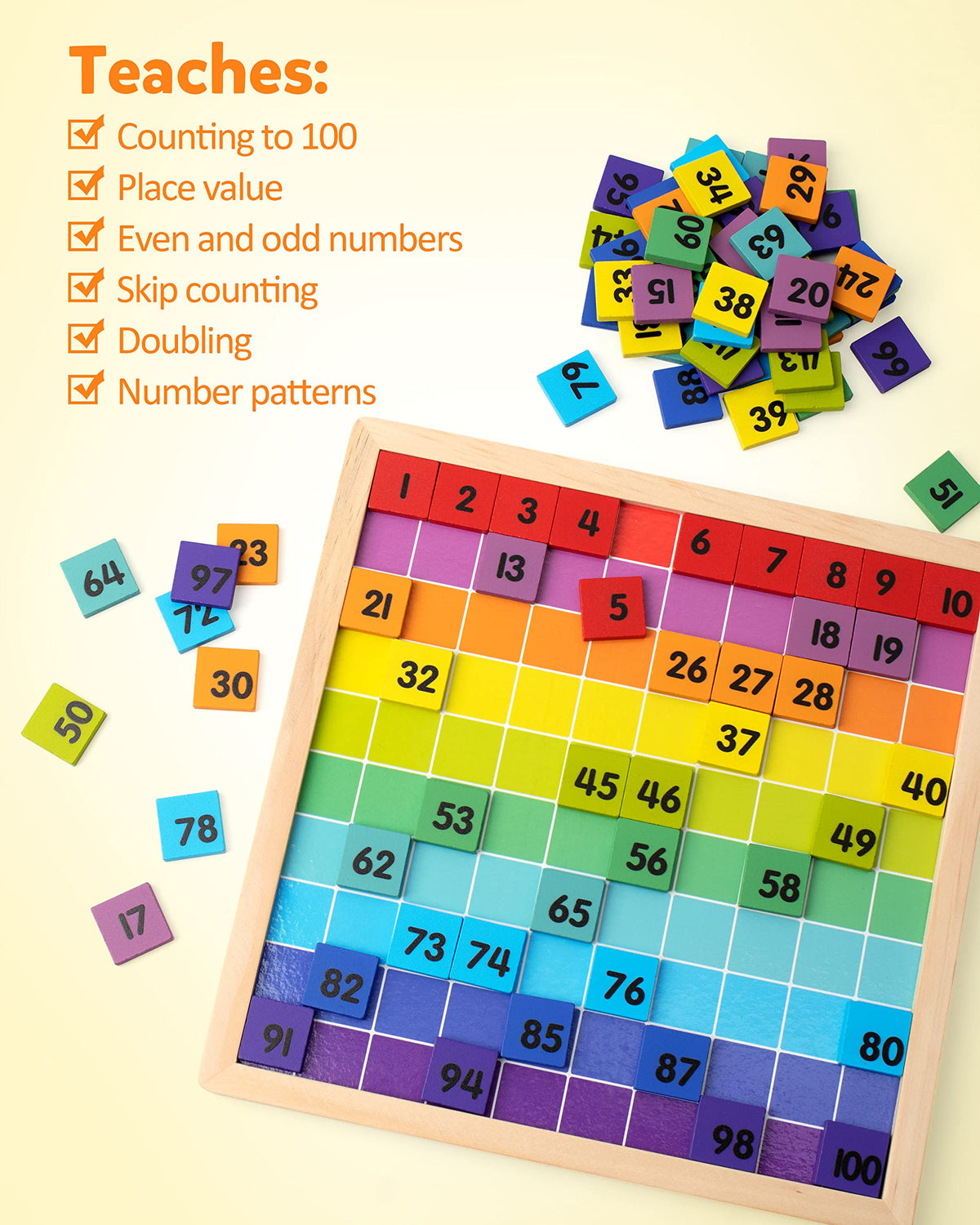 Coogam colorful number tiles support visual math grouping and place value.