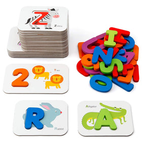 Coogam Numbers and Alphabets flash cards set with bright visuals for early literacy practice.