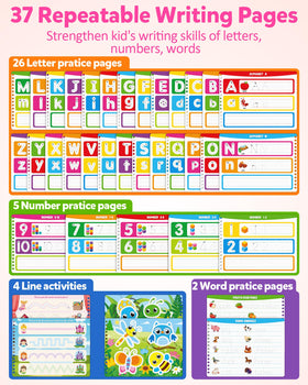 Coogam preschool handwriting practice pages develop letter and number recognition