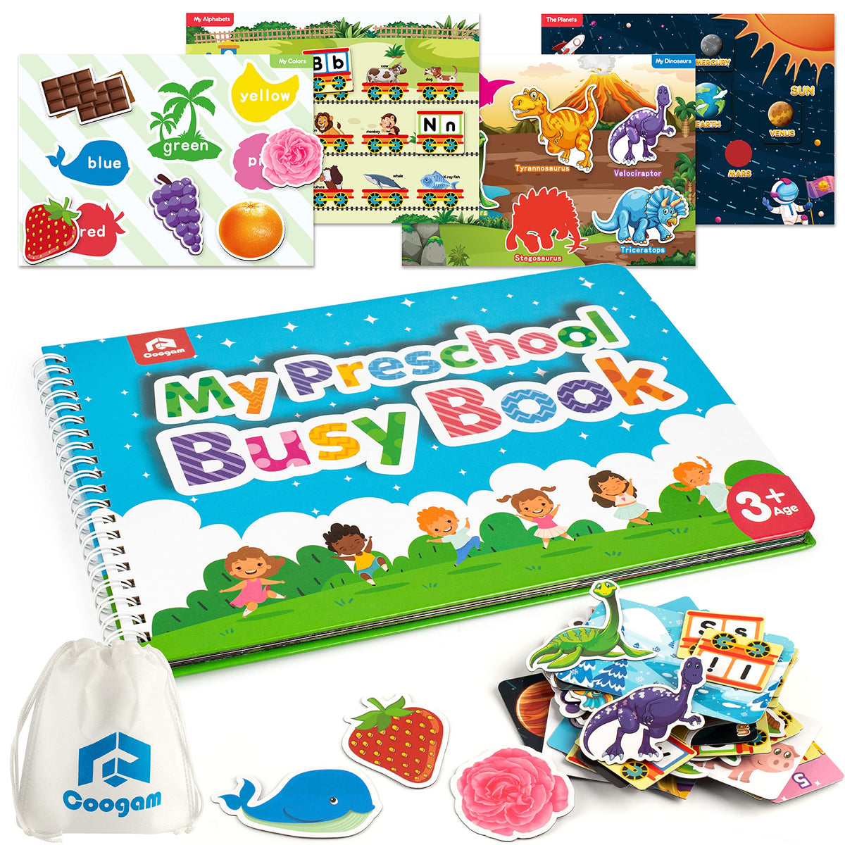 Coogam preschool magnetic busy book cover with colorful design for toddlers