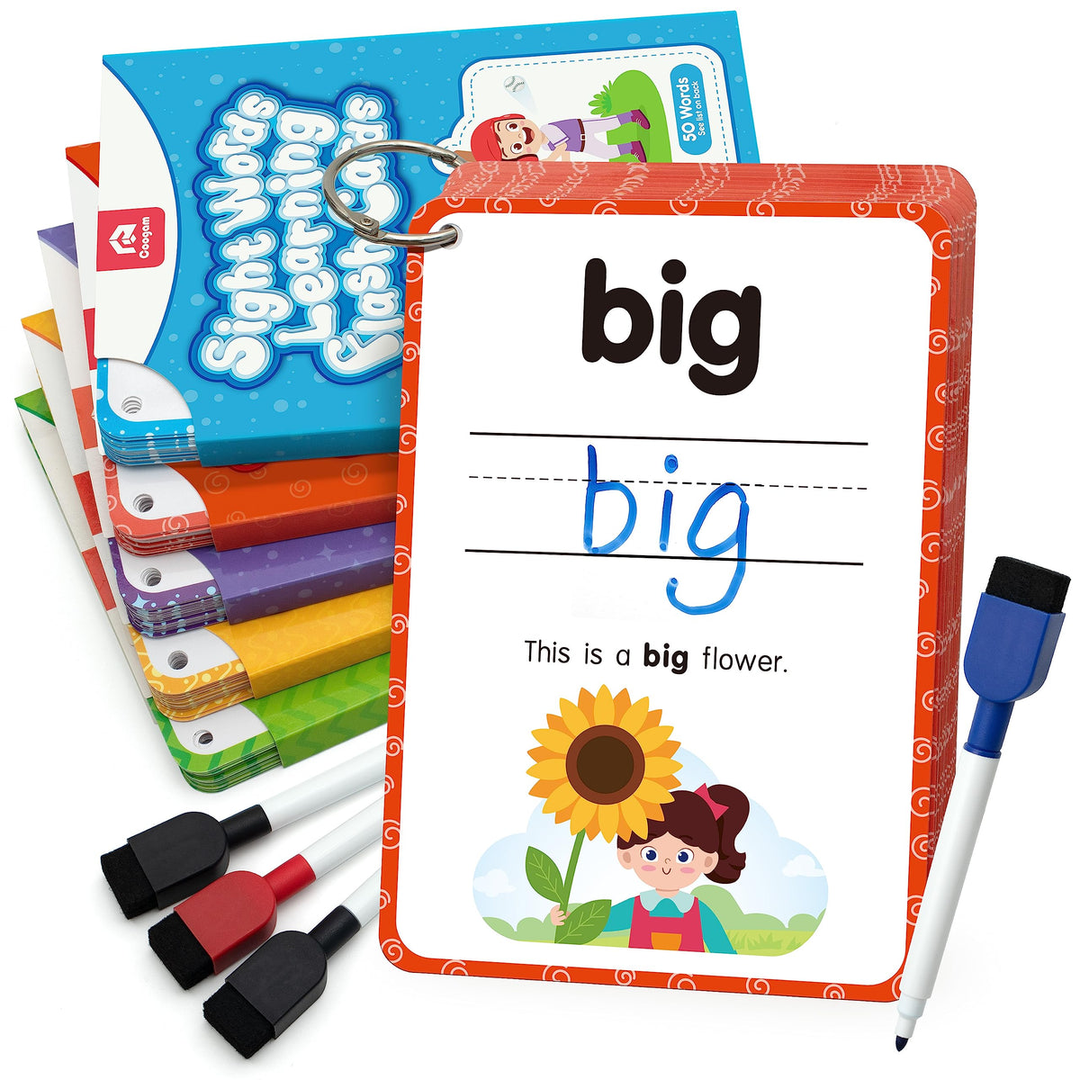 Coogam sight words flashcards level 1 with sentences supports early reading practice