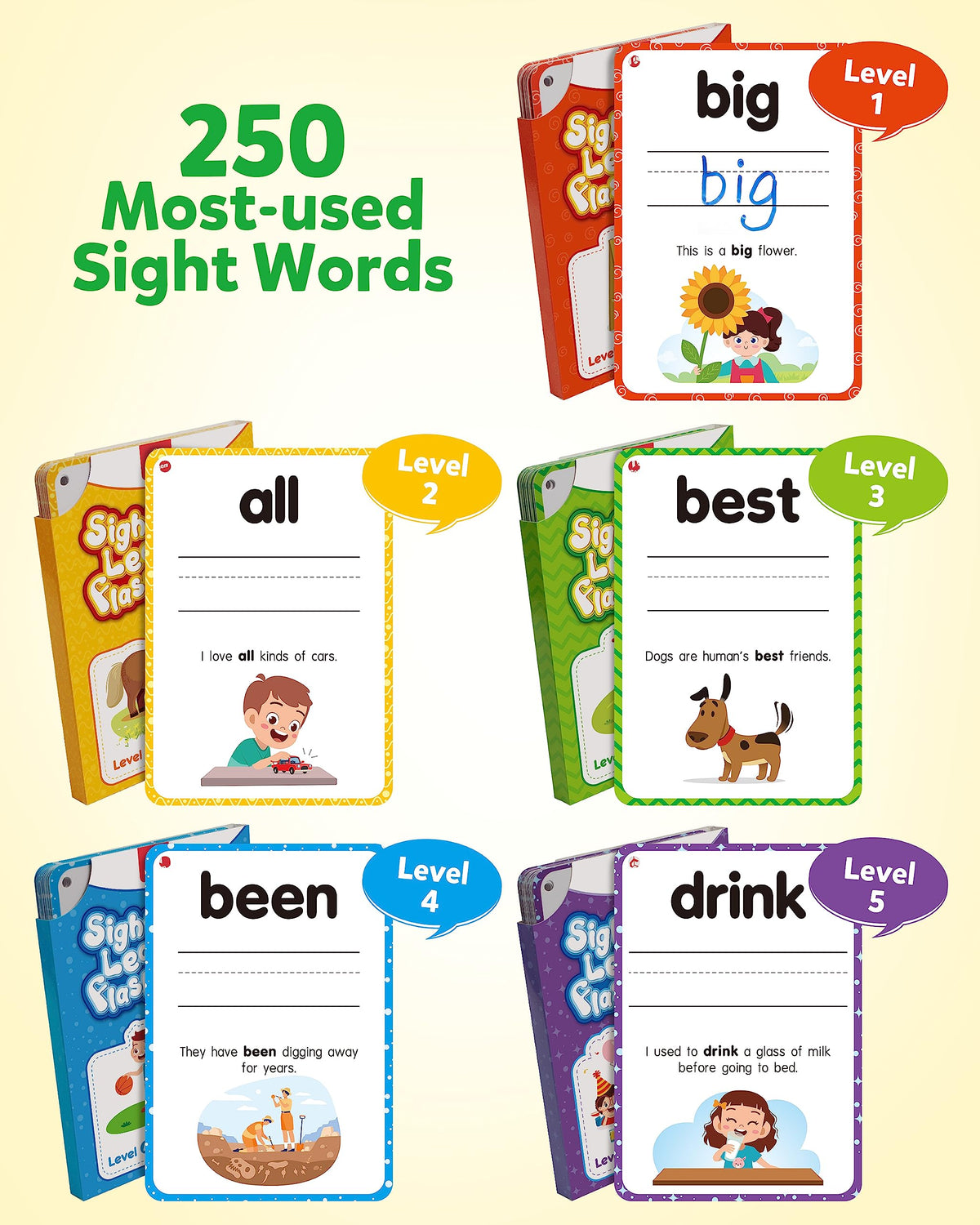 Coogam sight words flashcards level 2 with sentences boosts vocabulary through visuals