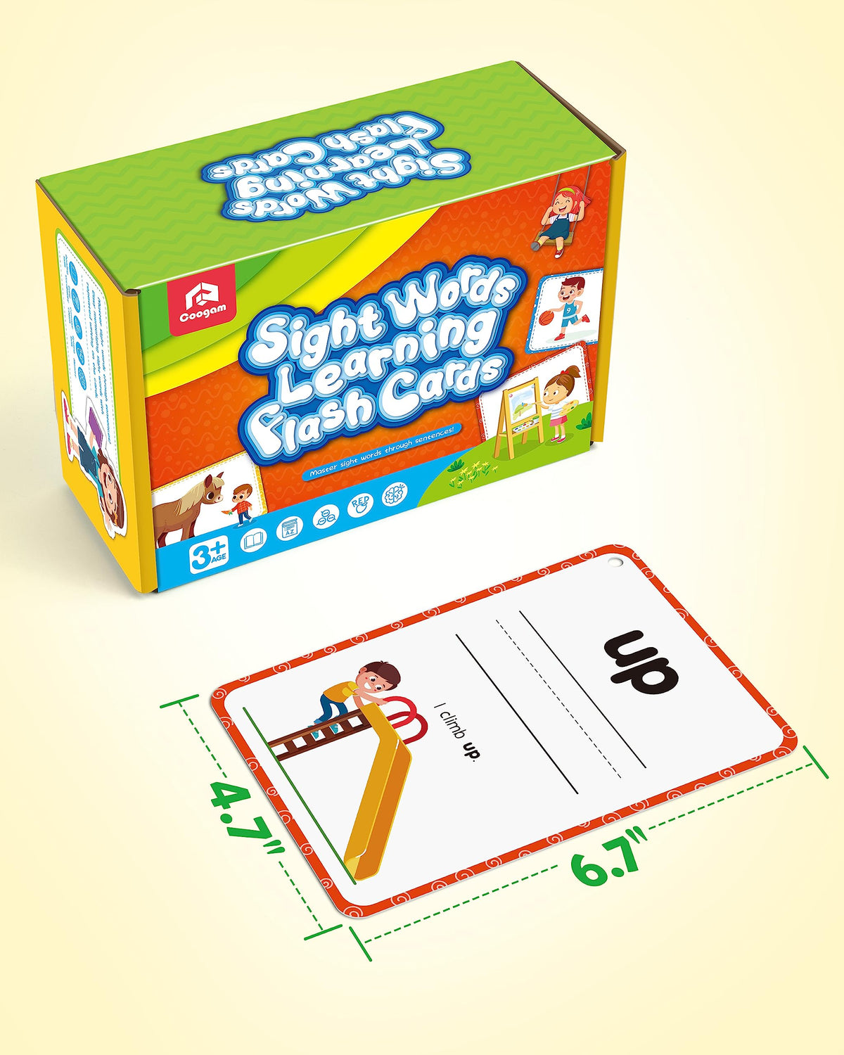 Coogam sight words flashcards ring bound design for easy flipping
