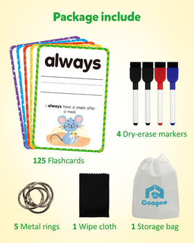 Coogam sight words flashcards storage bag keeps cards organized during travel