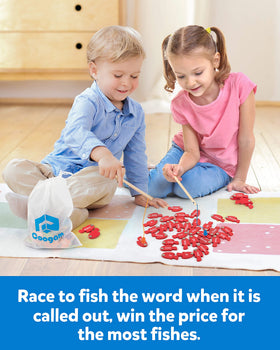 Coogam smooth-sanded wood fish pieces for safe tactile play.