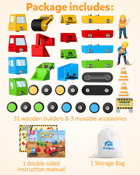Coogam Snap Together Vehicle mini-figures – companion figures for imaginative play sessions.
