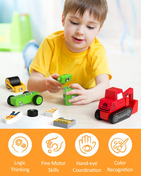 Coogam Snap Together Vehicle road-roller – durable educational toy for hands-on building fun.
