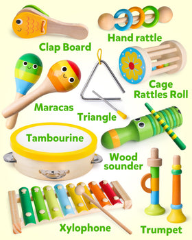 Coogam castanet for toddlers encourages rhythm practice in a safe wooden design
