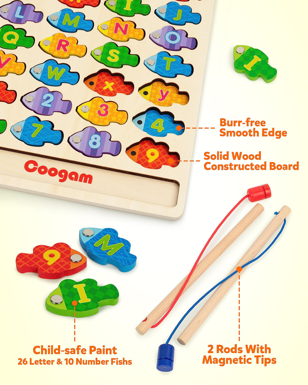 Coogam uppercase and lowercase matching promotes early literacy skills.