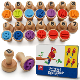 Coogam wooden alphabet stamps for early literacy and hands-on learning.