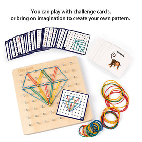 Coogam geoboard showing 64 nails for precise shape building and spatial reasoning