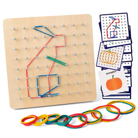 Coogam Wooden Geoboard with 8x8 grid for hands-on geometry exploration