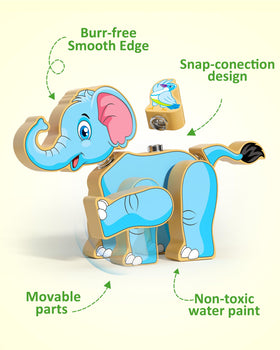 Coogam wooden snap animal pieces encourage mixing parts for unique designs