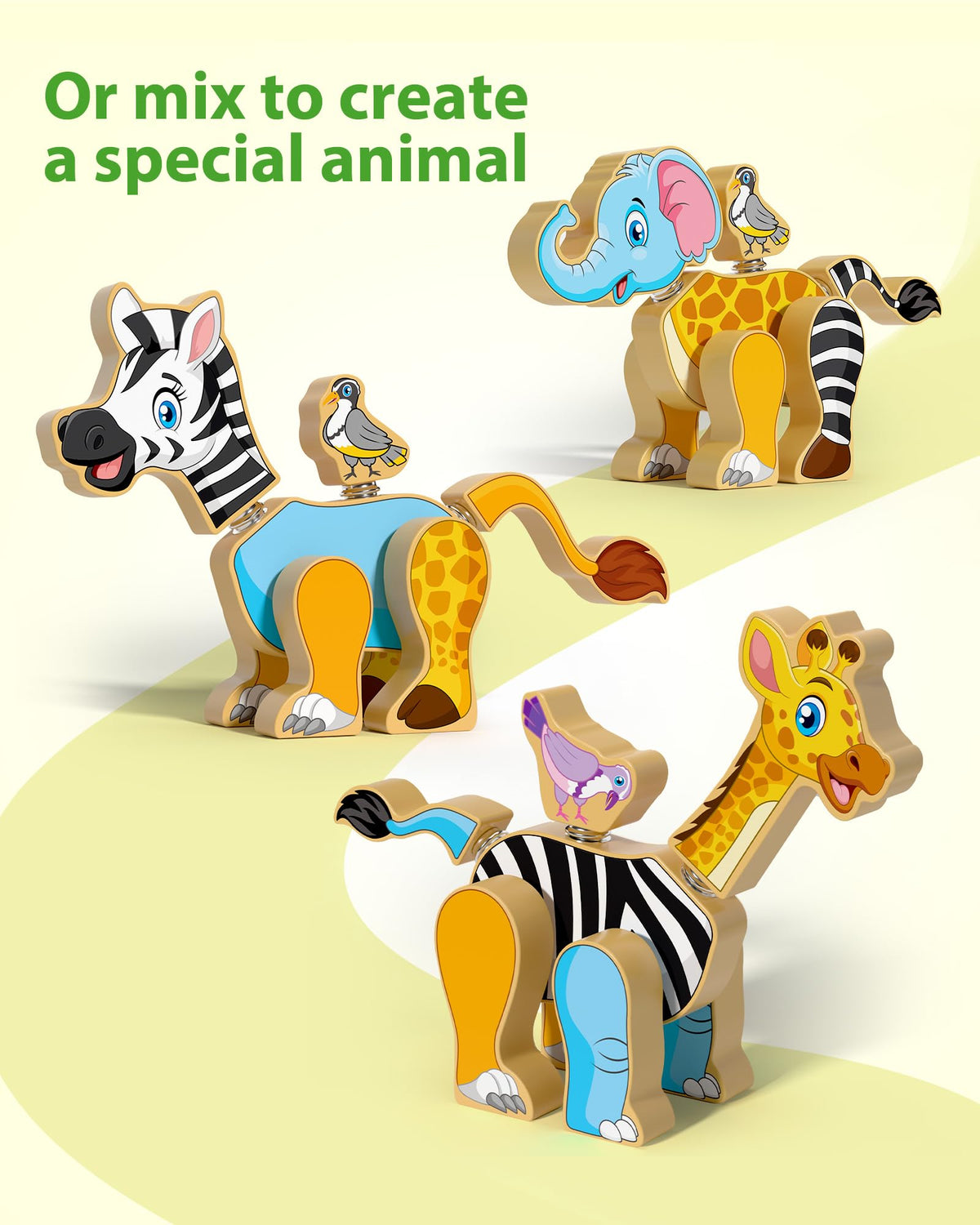 Coogam wooden snap zebra body supports problem-solving and cooperative play