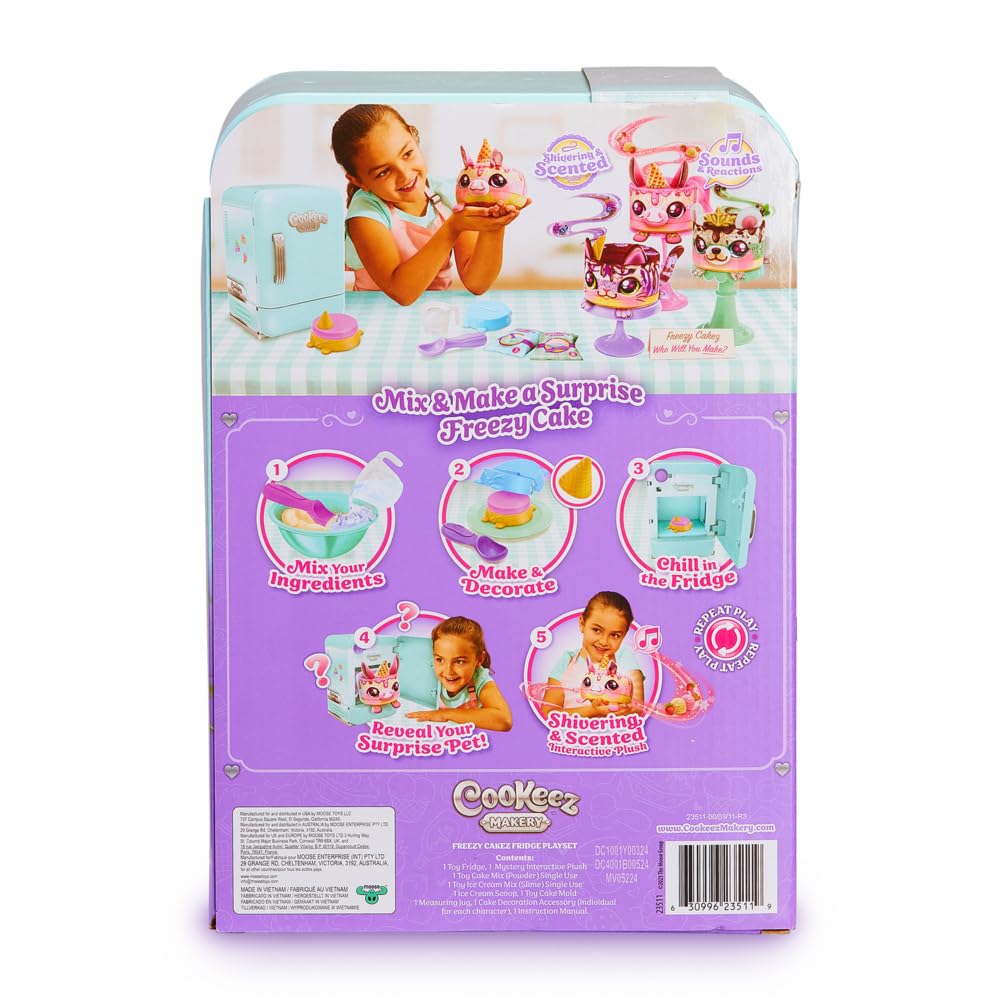 Cookeez Makery Freezy Cakez ice cream sachet adds topping for the frozen treat.