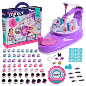 Cool Maker KumiKreator machine weaving colorful beads into bracelets.