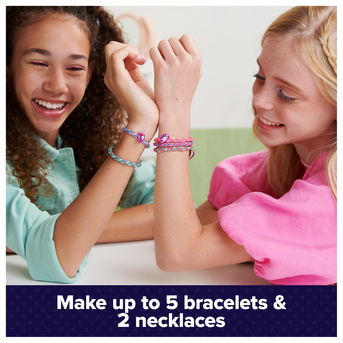 Finished bracelets show vibrant patterns perfect for gifting or personal style.