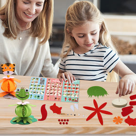 Coola Craft Kits kid in action crafting felt animals for immersive learning.