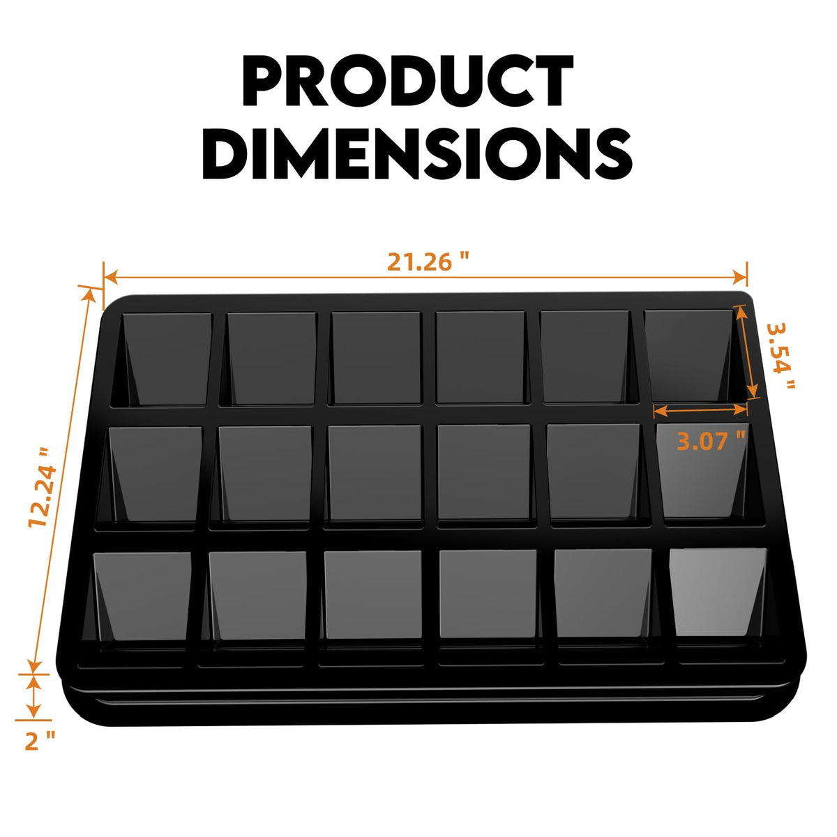 Coolbyl 18-cell organizer closeup shows spacious compartments for quick categorization
