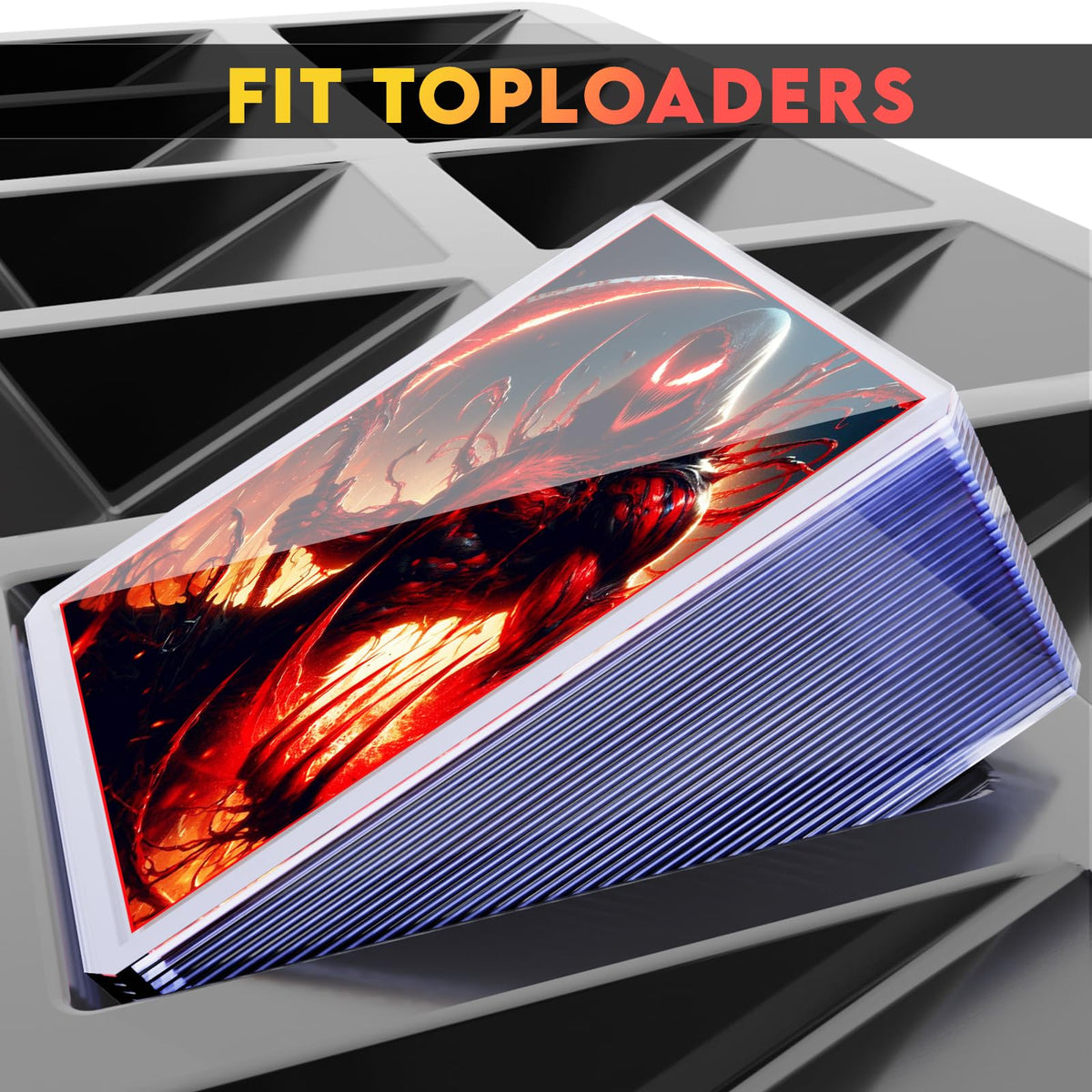 Coolbyl Toploader storage on shelf demonstrates durable, professional card organization