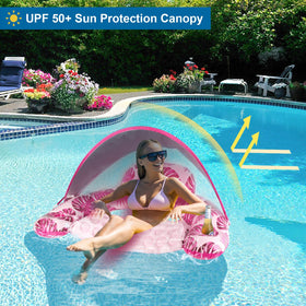COOLCOOLDEE pool float shows built-in cup holders for drinks within reach