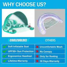 COOLCOOLDEE float with breathable canopy mesh and UPF50+ sun protection.