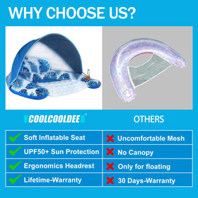 CoolCoolDee pool chair seat keeps you submerged for cooling comfort.
