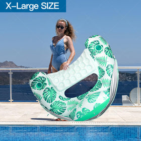 COOLCOOLDEE pool float is oversized at 47.5 by 37.5 inches for adult comfort.