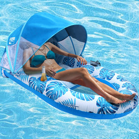 COOLCOOLDEE pool lounge float canopy provides cooling shade for sunny days