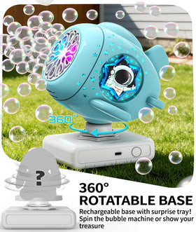 Cooldele Bubble Machine detachable display stand adds versatility for toy displays or figurines.