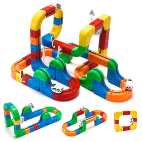 Cooldele Electric Train Set with embedded 3D snap-fit blocks enabling creative track layouts.