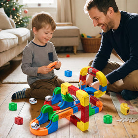 Cooldele Electric Train Set uses lightweight blocks for easy assembly and gentle handling.