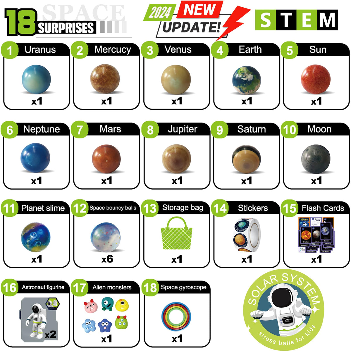 COOLDUCK astronaut figures included for roleplay and fine motor practice during space play.
